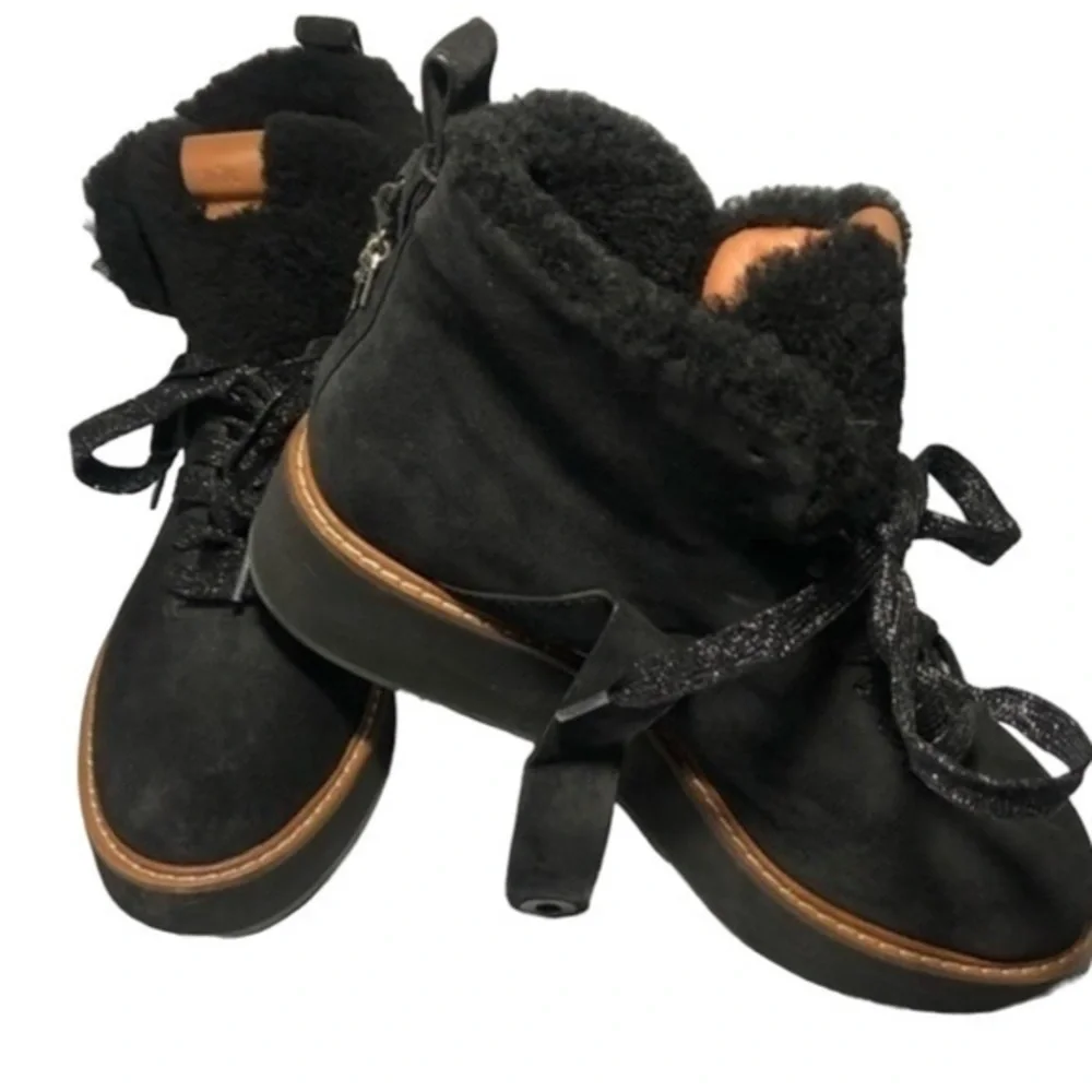 Coach Rex Wedge Platform Fur Booties